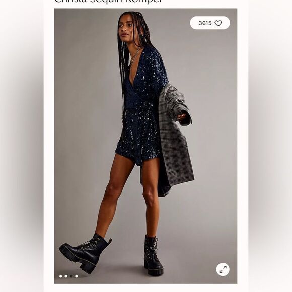 Free People Beaded Sequin Christa Long Sleeve Romper, Medium NWT - Picture 4 of 11